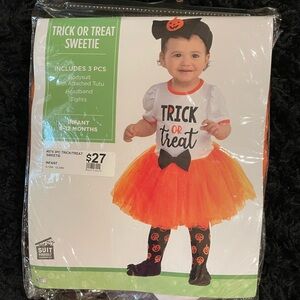 TRICK OR TREAT Halloween costume orange tutu 6-12 months BRAND NEW